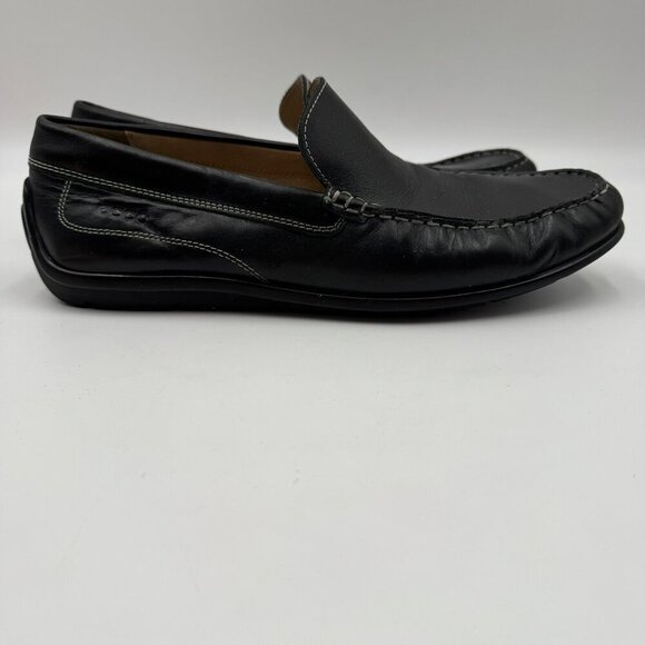 Ecco Mens Black Leather Classic Driving Loafers Size 10 Extra Width Slip-On - Picture 4 of 9